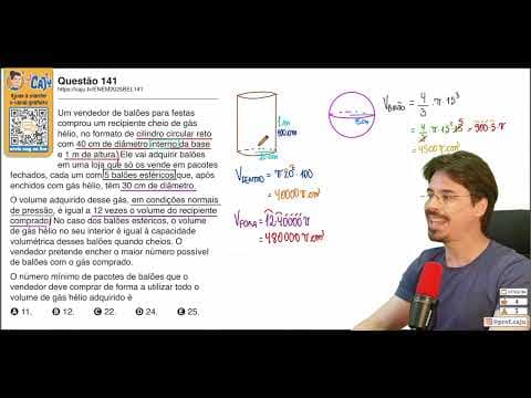 Thumbnail da aula: [ENEM 2025 Belém] 141 📘 GEOMETRIA ESPACIAL Um vendedor de balões para festas comprou um recipiente