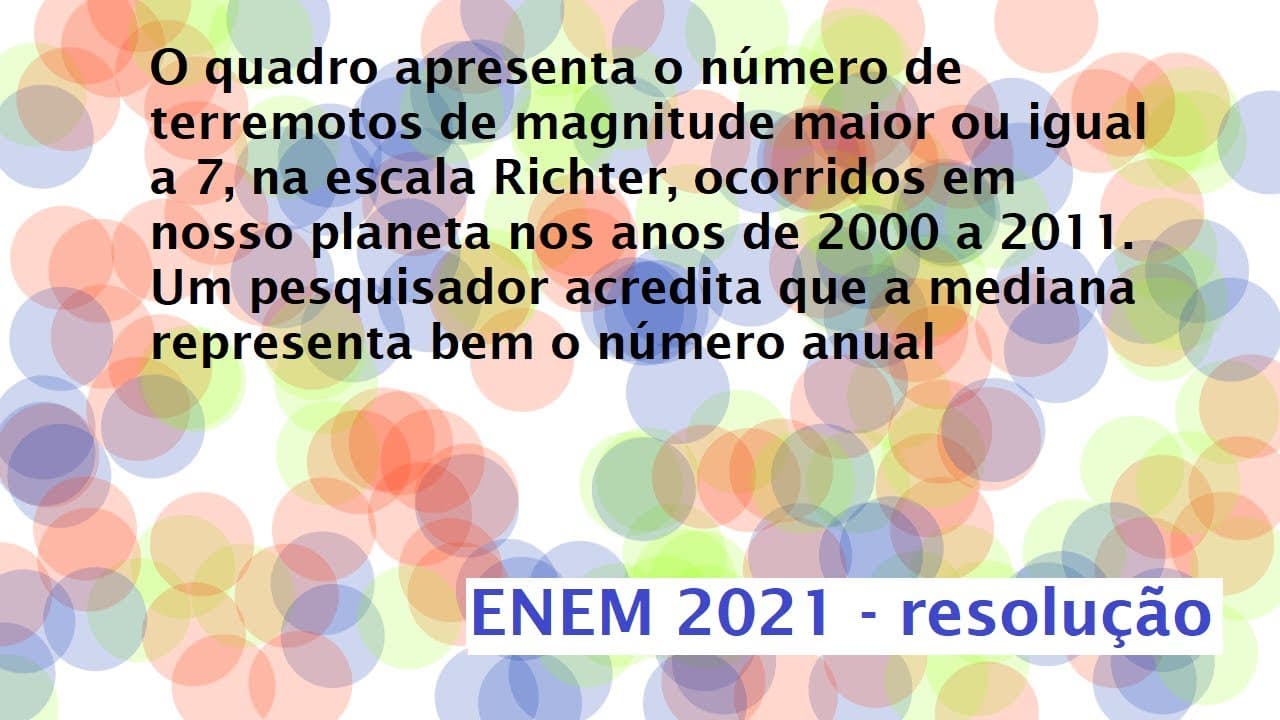 Thumbnail: O quadro apresenta o número de terremotos de magnitude maior ou igual a 7, Resolução Enem 2021