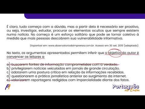 Thumbnail da aula: ENEM 2021 - INTERPRETAÇÃO E INFERÊNCIA DE TEXTOS | Reaprender a ler notícias. Não dá mais para...