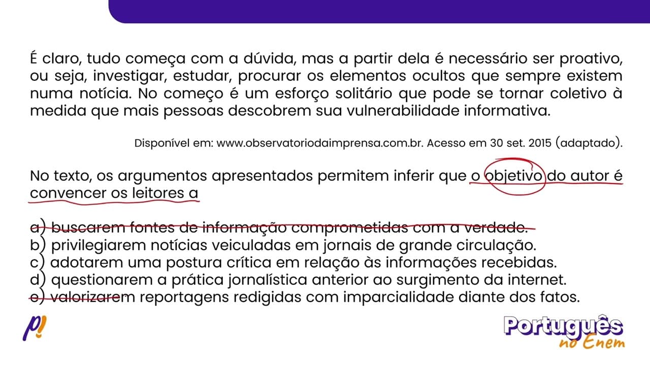 Thumbnail: ENEM 2021 - INTERPRETAÇÃO E INFERÊNCIA DE TEXTOS | Reaprender a ler notícias. Não dá mais para...