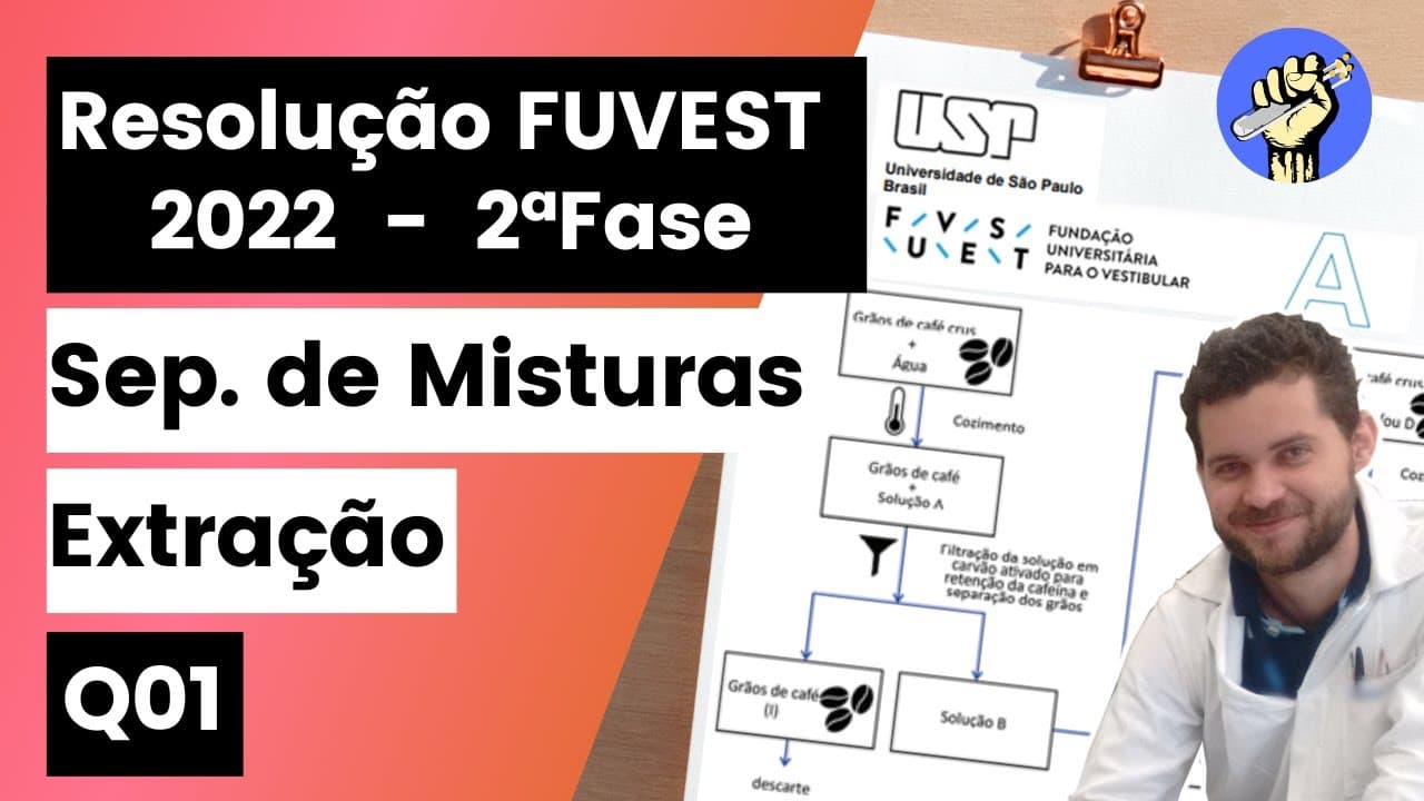Thumbnail: ✏️FUVEST 2022 | Para se obter o café descafeinado, sem que ocorra a perda dos compostos de sabor e