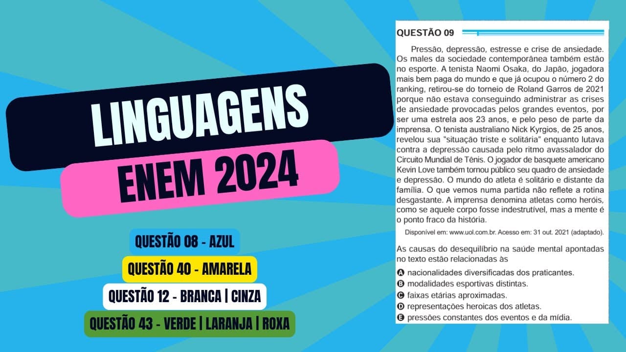 Thumbnail: Resolução questão 09 (PROVA AZUL) | Linguagens ENEM 2024