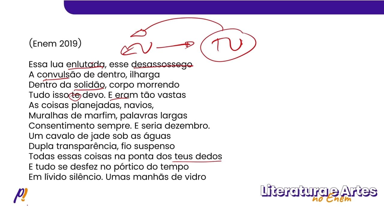 Thumbnail: ENEM 2019 - Teoria Literária | Essa lua enlutada, esse desassossego A convulsão de dentro...