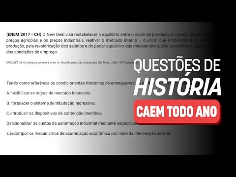 Thumbnail da aula: 🚨 5 Questões de História que você PRECISA acertar! | Revisão ENEM 2024 #JuntosAtéaProva