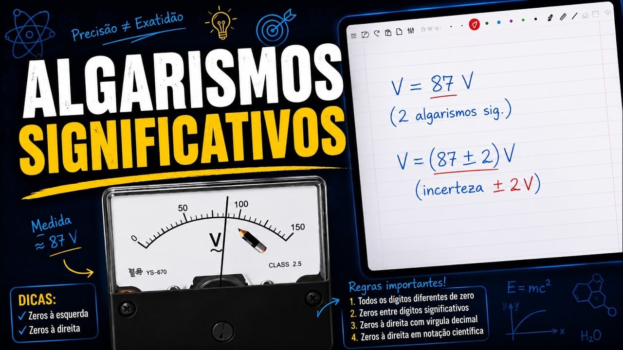 Thumbnail: FÍSICA 1 - AULA 1.4 - ALGARIMOS SIGNIFICATIVOS E INCERTEZAS NA MEDIÇÃO