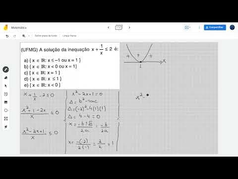 Thumbnail da aula: (UFMG) A solução da inequação x + 1/x ≤ 2 é: