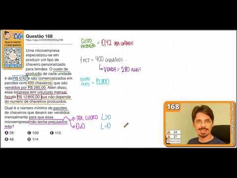 Thumbnail da aula: [ENEM 2020 DIG] 168 📘 INEQUAÇÃO DO 1º GRAU Uma microempresa especializou- se em produzir um tipo de