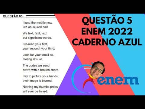 Thumbnail da aula: "I tend the mobile now / like an injured bird" - ENEM 2022, Inglês, Questão 5, Caderno Azul