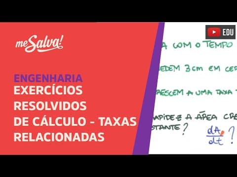 Thumbnail da aula: Me Salva! Exercícios Resolvidos de Cálculo I - EXDER10 - Taxas Relacionadas