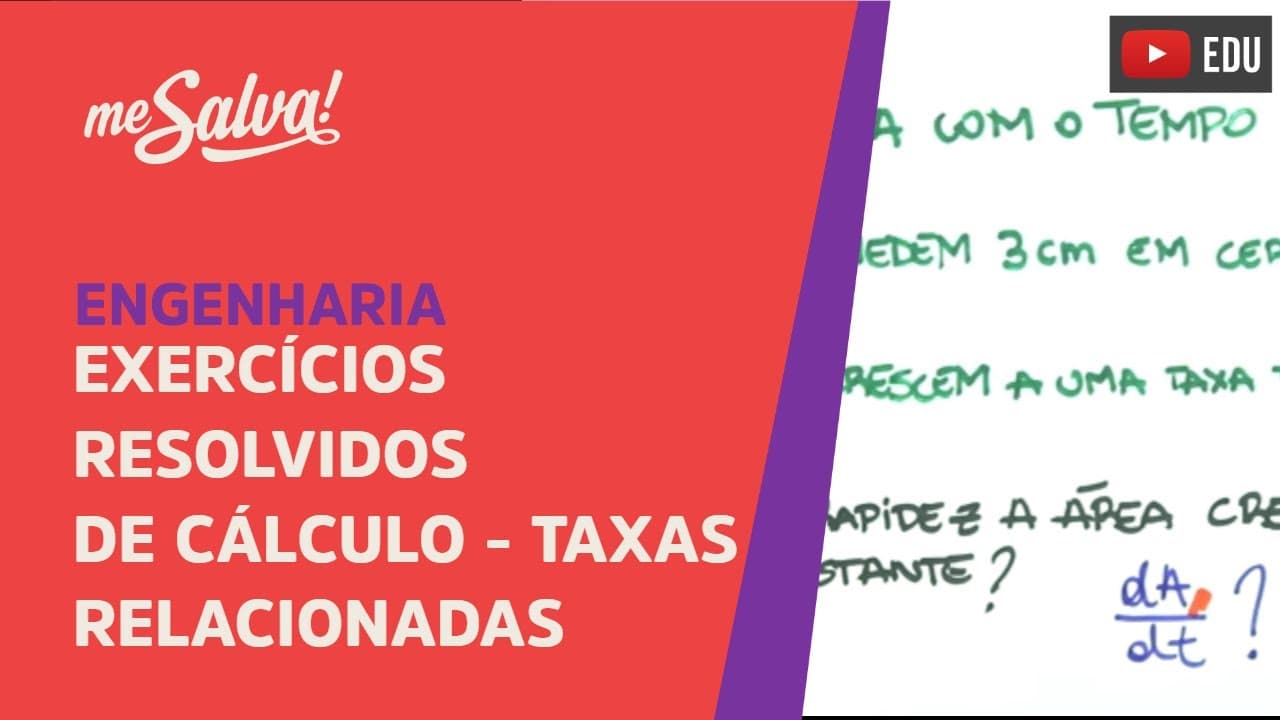 Thumbnail: Me Salva! Exercícios Resolvidos de Cálculo I - EXDER10 - Taxas Relacionadas