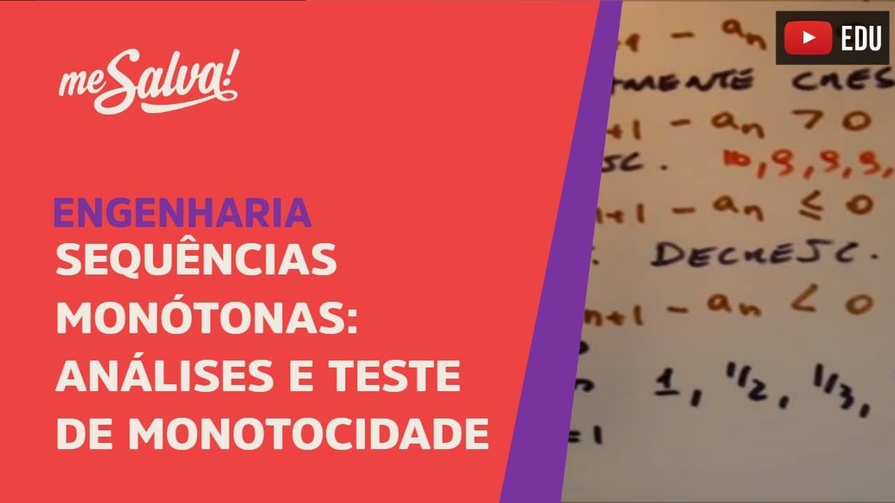 Thumbnail: Me Salva! Sequências monótonas - Analise do crescimento ou decrescimento e teste de monotocidade