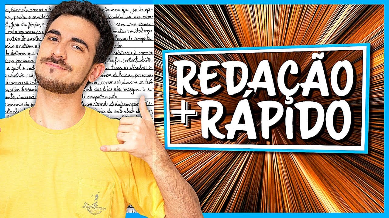 Thumbnail: COMO ESCREVER REDAÇÃO DO ENEM MAIS RÁPIDO: Técnicas para GANHAR TEMPO