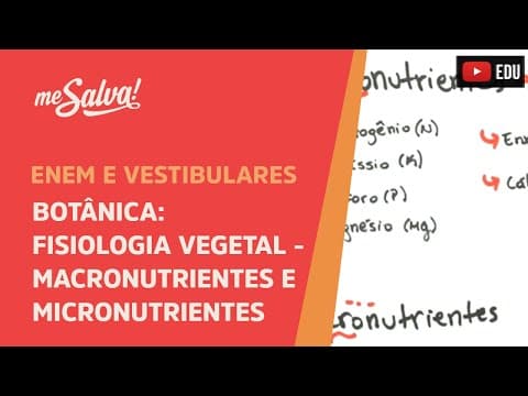Thumbnail da aula: Me Salva! BOT23 - Botânica - Fisiologia vegetal: macronutrientes e micronutrientes