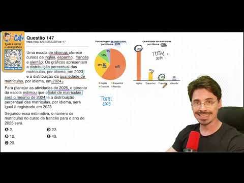 Thumbnail da aula: [ENEM 2025] 147 📘 PORCENTAGEM Uma escola de idiomas oferece cursos de inglês, espanhol, francês e