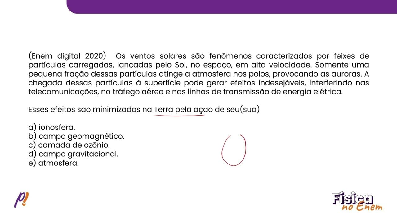 Thumbnail: ENEM DIGITAL 2020 - ELETROMAGNETISMO E TÓPICOS DE FÍSICA MODERNA | Os ventos solares são...