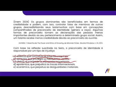 Thumbnail da aula: ENEM 2024 - CULTURA E SOCIEDADE | Os grupos dominantes são beneficiados em termos...