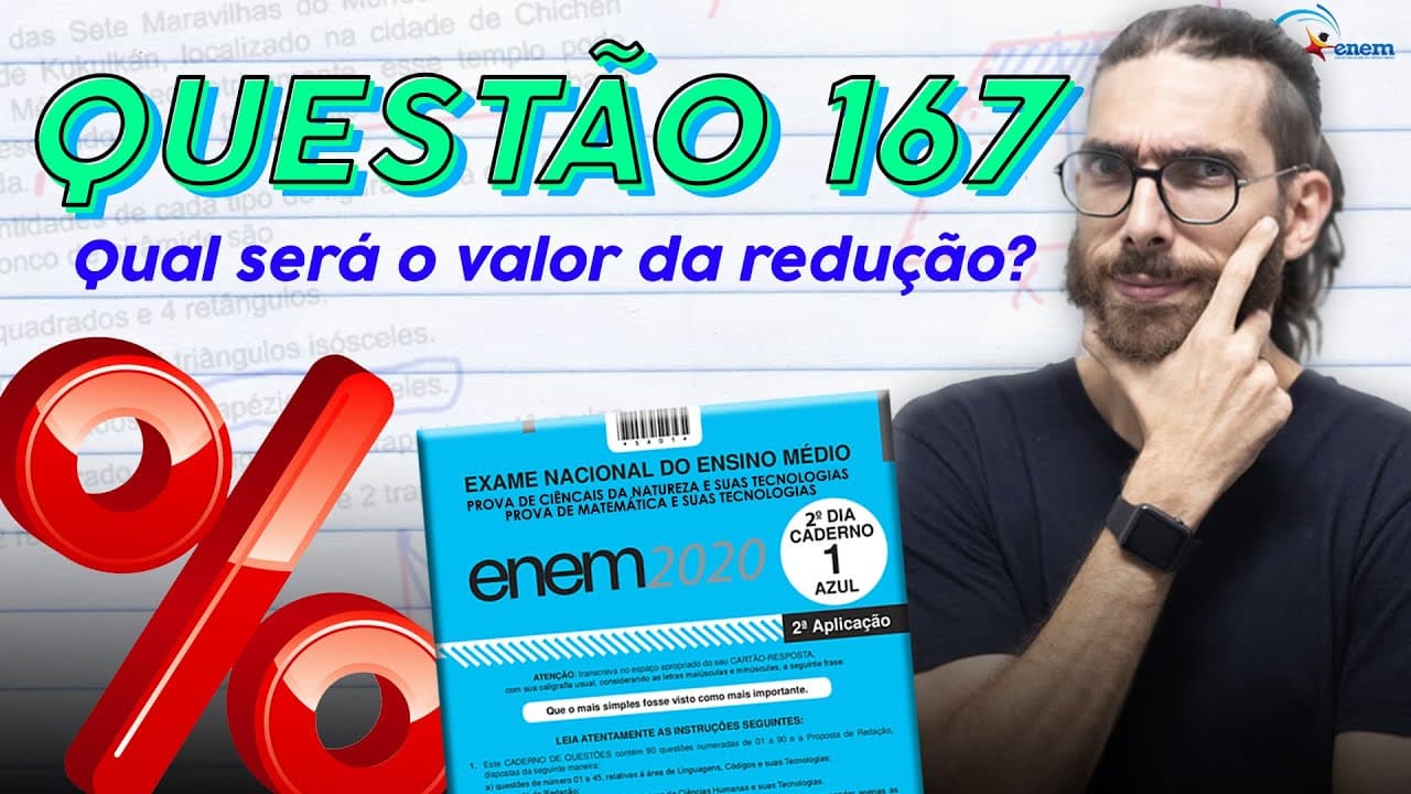 Thumbnail: 🔵 ENEM 2020- 167 Matemática Questão de porcentagem ( O quadro representa os gastos mensais)