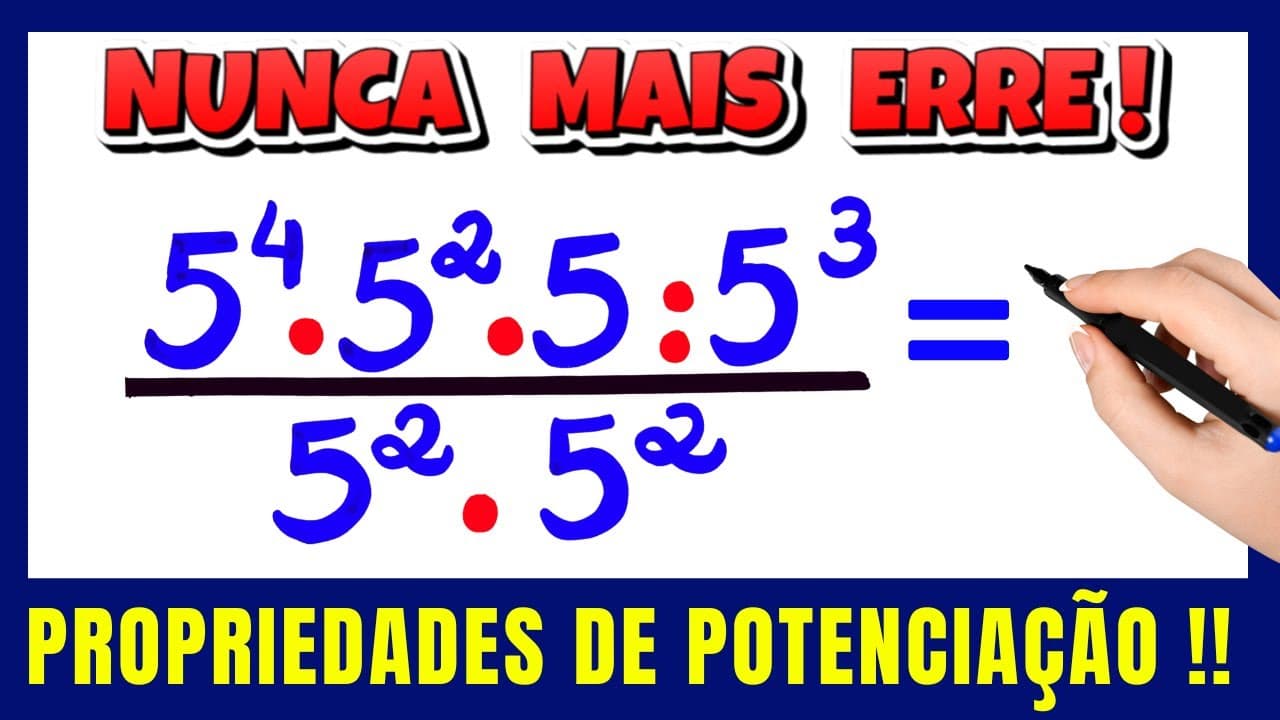 Thumbnail: PROPIEDADES DE POTENCIAÇÃO!!  NUNCA MAIS ERRE !!! Matemática básica todo dia.📚🚀