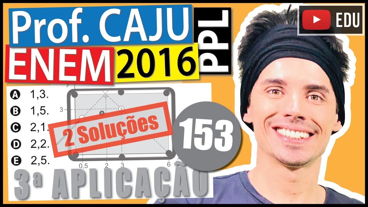 Thumbnail: [ENEM 2016 PPL] 153 📓 GEOMETRIA ANALÍTICA Em sua vez de jogar, um jogador precisa dar uma