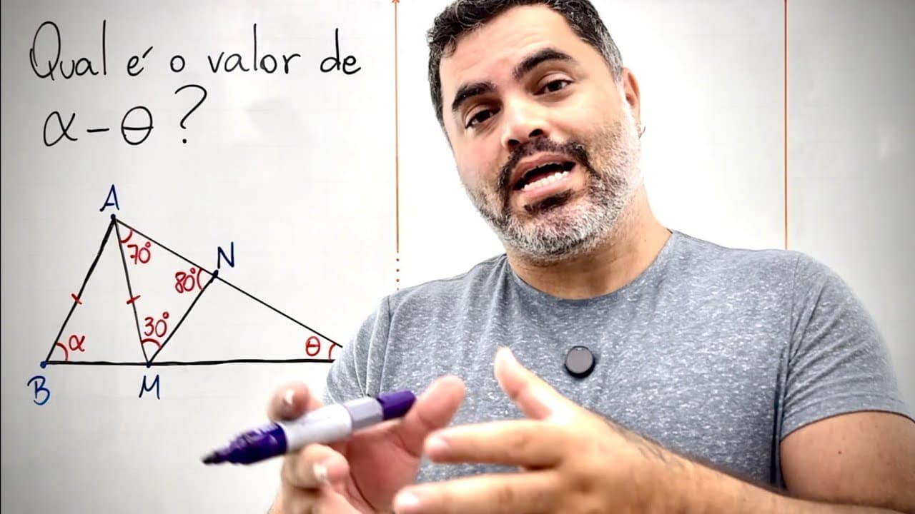 Thumbnail: 🤯 A QUESTÃO DE GEOMETRIA precisa estar BEM DESENHADA? Valor da DIFERENÇA DOS ÂNGULOS alfa e teta?