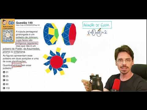 Thumbnail da aula: [ENEM 2025] 149 📘 GEOMETRIA ESPACIAL A cúpula pentagonal giralongada é um poliedro de Johnson, cujas