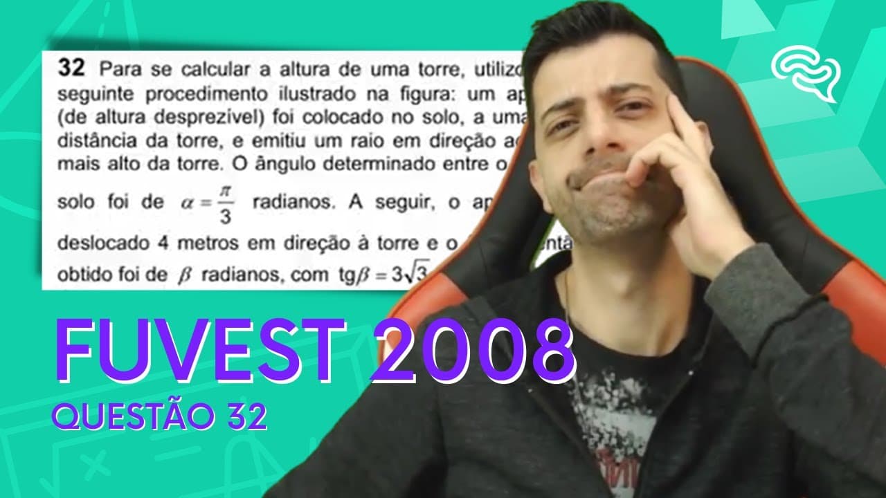 Thumbnail: FUVEST 2008 - Matem. - Q32 - Para se calcular a altura de uma torre