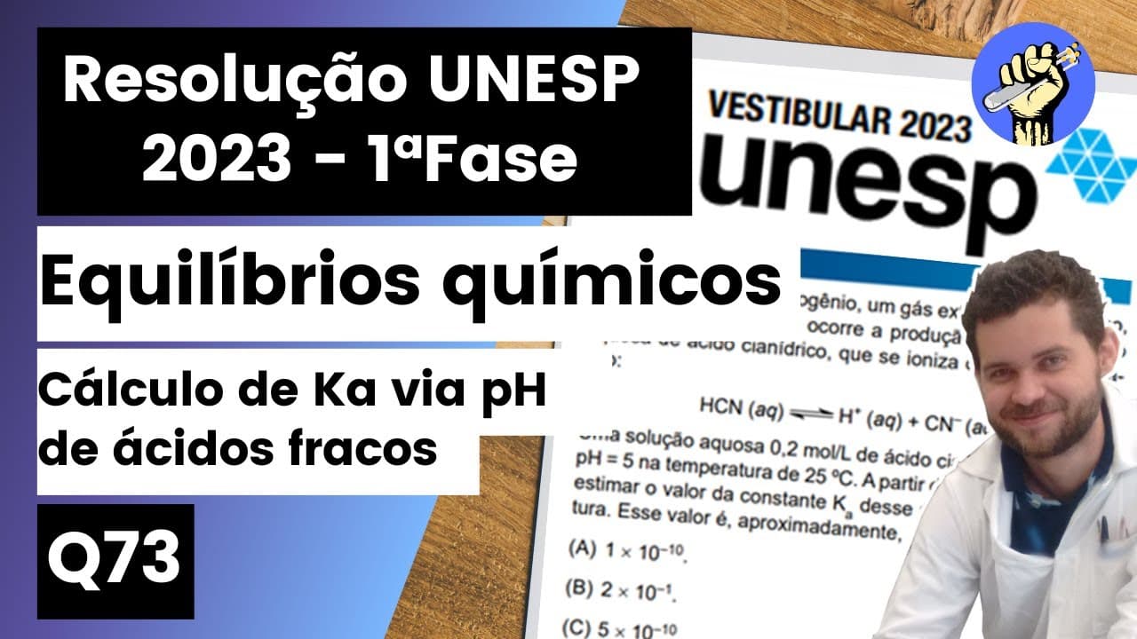Thumbnail: ✏️UNESP 2023 | Quando cianeto de hidrogênio, um gás extremamente tóxico, é borbulhado em água,