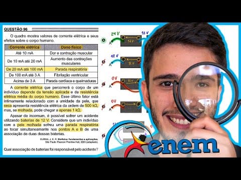 Thumbnail da aula: ENEM 2022 - O quadro mostra valores de corrente elétrica e seus efeitos sobre o corpo humano. A corr