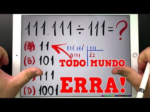 Thumbnail da aula: ⭐ NINGUÉM EFETUA A DIVISÃO 111.111÷111 DIREITO... Você Consegue Acertar?