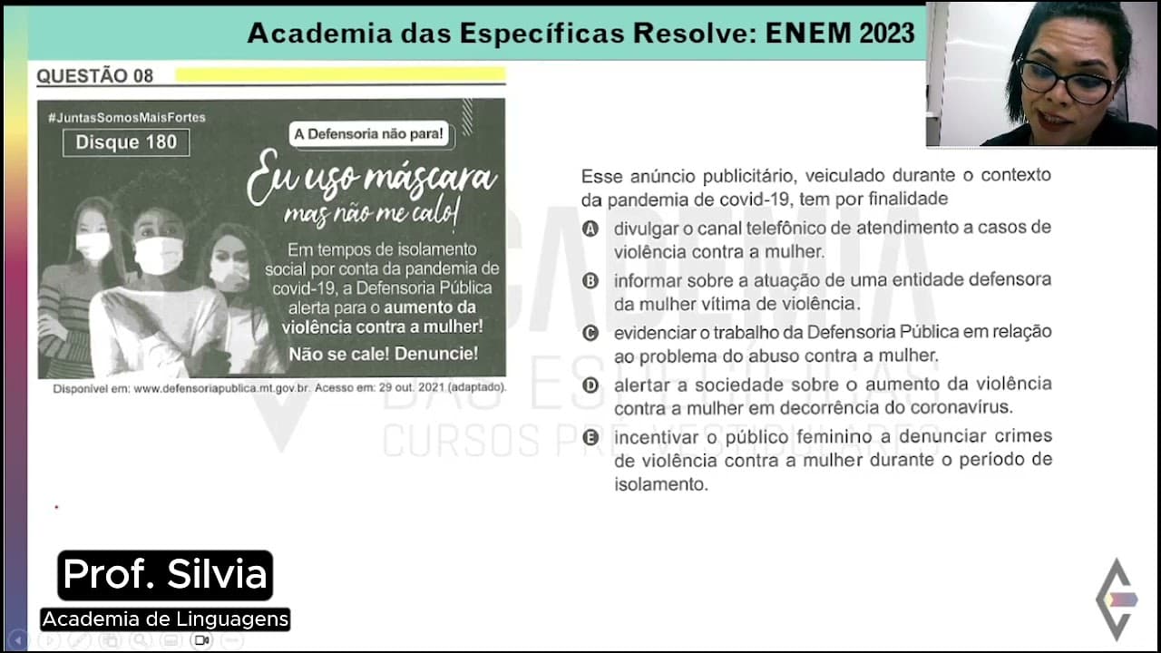 Thumbnail: Resolução Enem 2023 Caderno Amarelo Questão 08 - Gabarito E