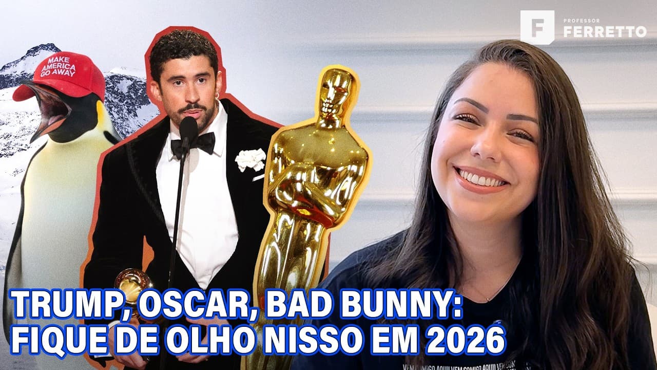 Thumbnail: TRUMP, OSCAR, BAD BUNNY: ATUALIDADES PARA FICAR DE OLHO EM 2026🌎