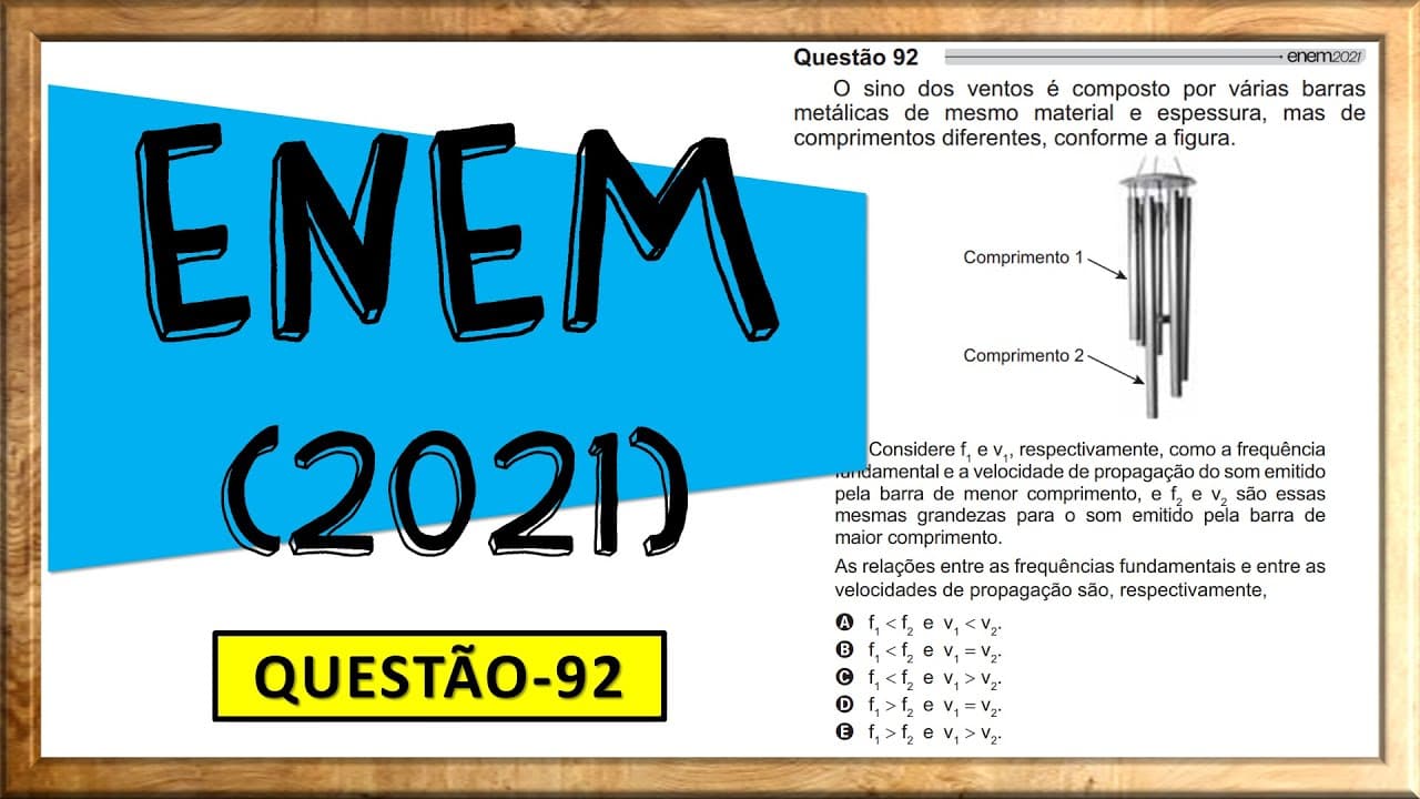 Thumbnail: 𝐄𝐍𝐄𝐌 - 𝟐𝟎𝟐𝟏 - 𝐏𝐫𝐨𝐯𝐚 𝐀𝐳𝐮𝐥 - 𝐐𝐮𝐞𝐬𝐭𝐚̃𝐨 𝟗𝟐 - O sino dos ventos é composto por várias barras metálicas.