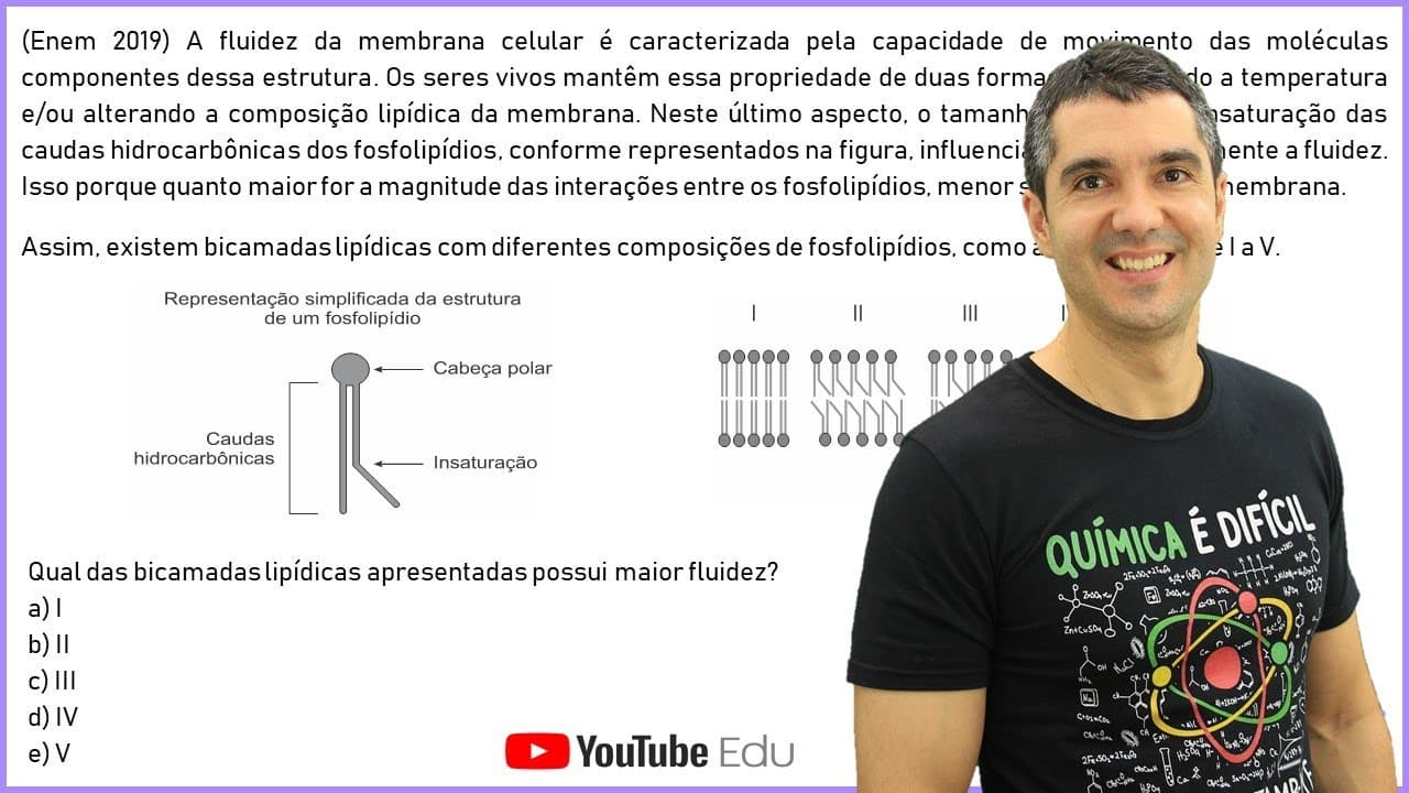 Thumbnail: QUÍMICA ENEM 2019! "A fluidez da membrana celular é caracterizada..."