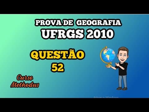 Thumbnail da aula: 52 de 2010 da prova de Geografia da UFRGS - Um geógrafo precisa representar uma porção da superfície
