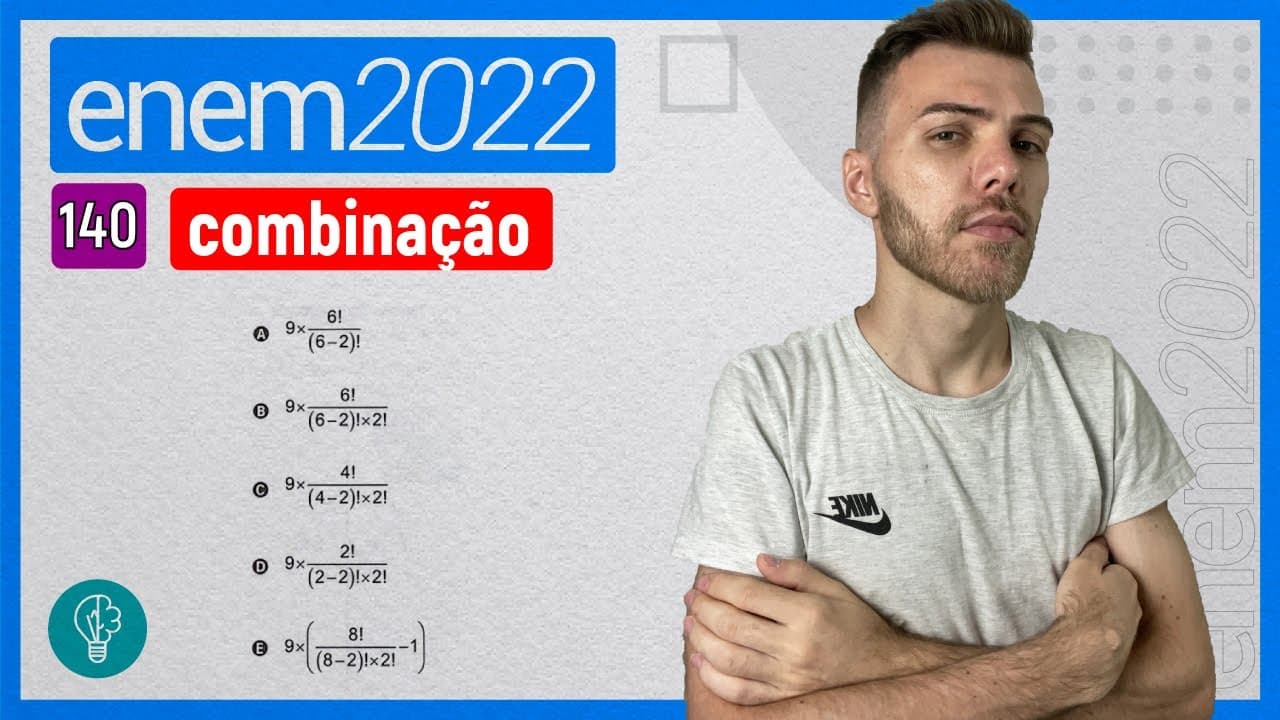 Thumbnail: ENEM 2022 - Q140 - Um prédio, com 9 andares e 8 apartamentos de 2 quartos por andar... - COMBINAÇÃO