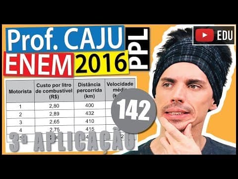 Thumbnail da aula: [ENEM 2016 PPL] 142 📓 ÁLGEBRA O quadro apresenta dados sobre viagens distintas, realizadas com