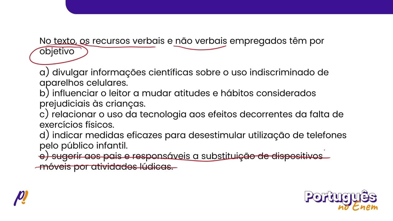 Thumbnail: ENEM 2021 - ESTUDOS DO SENTIDO | No texto, os recursos verbais e não verbais empregados têm...
