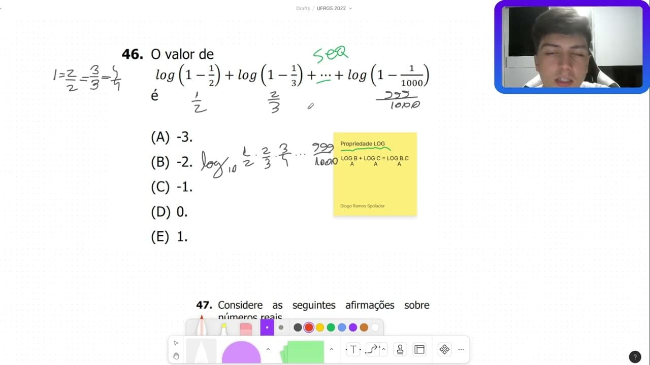 Thumbnail: Questão 46 - Prova de Matemática - Vestibular UFRGS - 2022