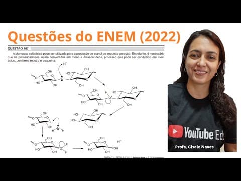 Thumbnail da aula: Correção de química ENEM 2022 - 107 - A biomassa celulósica pode ser utilizada para a...