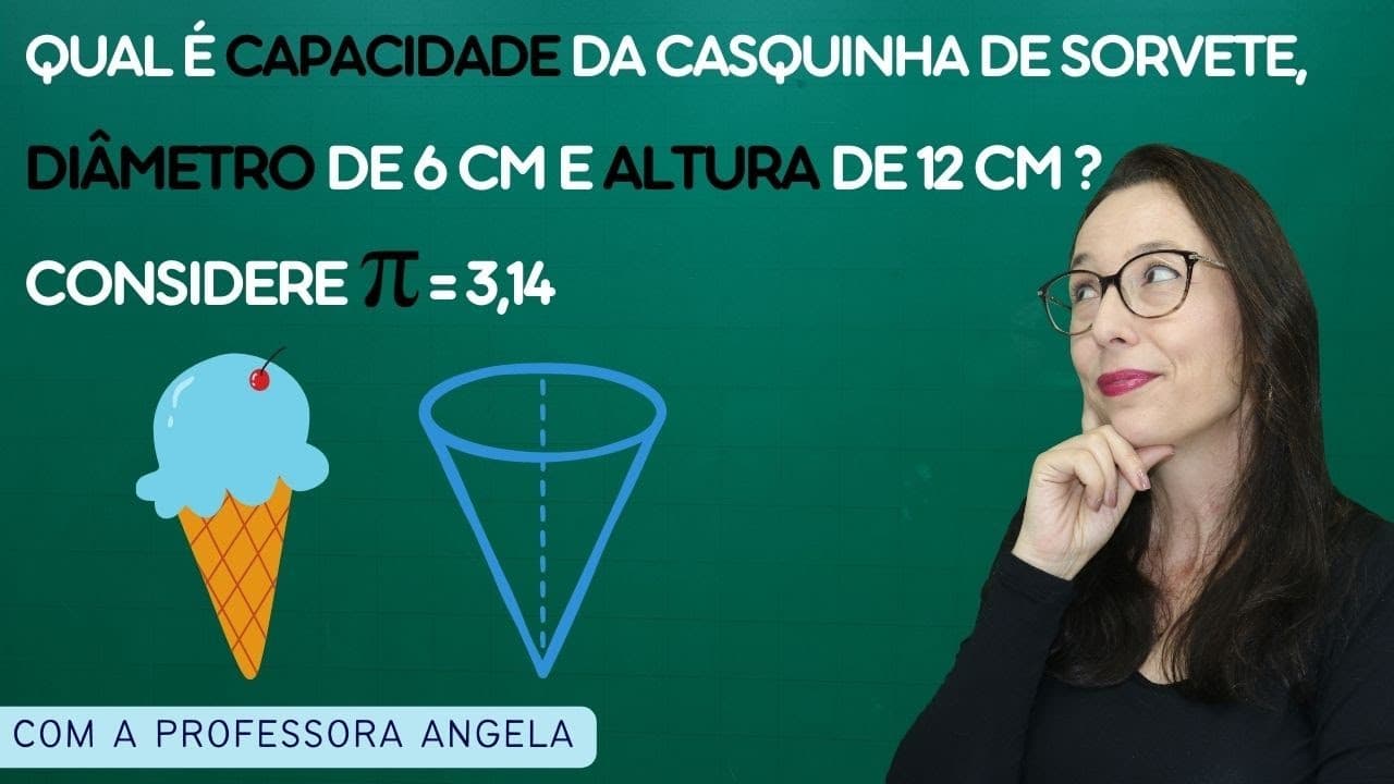 Thumbnail: VOLUME DO CONE ∣ GEOMETRIA ESPACIAL ∣ @professoraangelamatematica