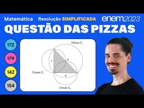 Thumbnail da aula: 🔵 Questão das pizzas: ENEM 2023 Matemática (Simplificada) - Área de Figuras Planas