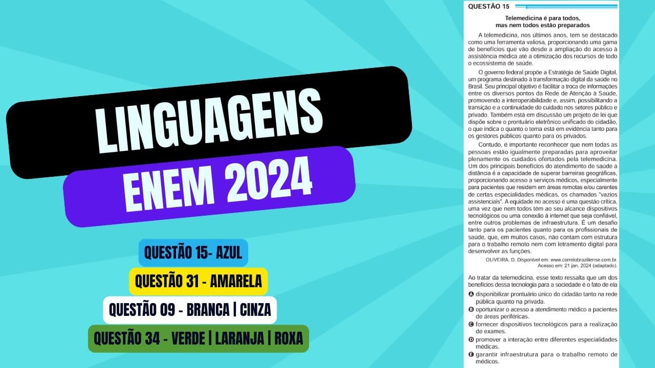 Thumbnail: Resolução questão 15 (PROVA AZUL) | Linguagens ENEM 2024