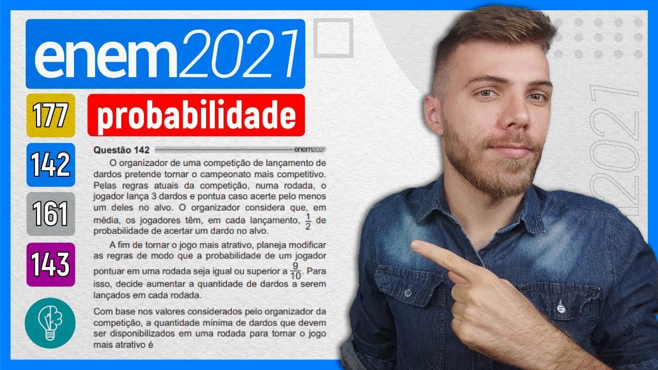 Thumbnail: 🛑142 Enem 2021 - PROBABILIDADE - O organizador de uma competição de lançamento de dardos pretende