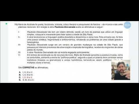 Thumbnail da aula: ACAFE 2023 Verão - resolução comentada - questão 11 - Pauliceia Desvairada