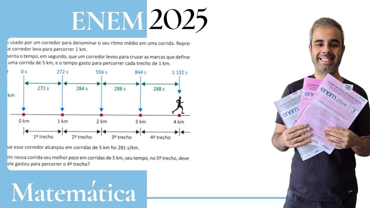 Thumbnail: ENEM 2025 - Pace é um termo usado por um corredor para denominar o seu ritmo médio em uma corrida