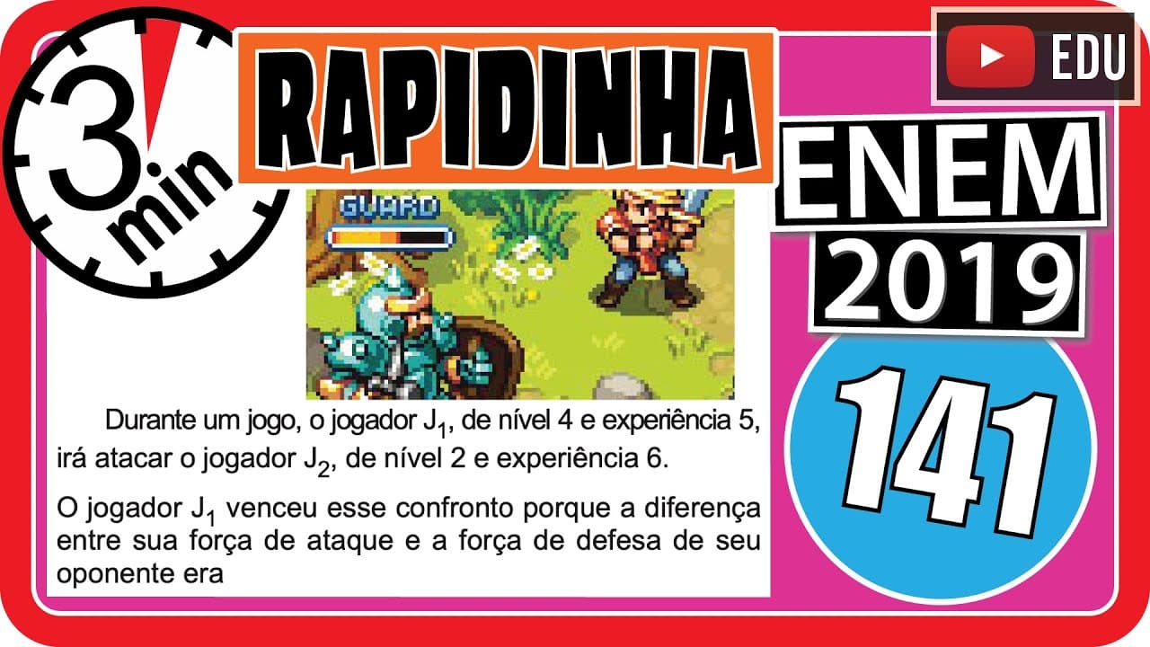 Thumbnail: 🏃[ENEM 2019] 141 📘 RAZÃO E PROPORÇÃO Em um jogo on-line, cada jogador procura subir de nível e