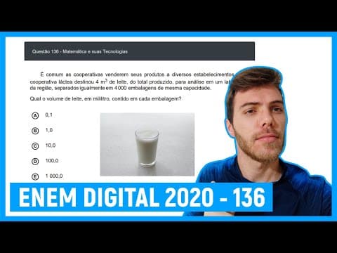 Thumbnail da aula: 🛑Questão 136 Enem DIGITAL 2020 - TRANSFORMAÇÃO DE UNIDADE - É comum as cooperativas venderem...