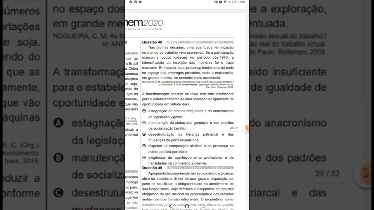Thumbnail: Revisão Enem 2022 Humanas 🤓📚💖 Questão 48 Enem 2020 caderno azul 📚humanas 1 apli