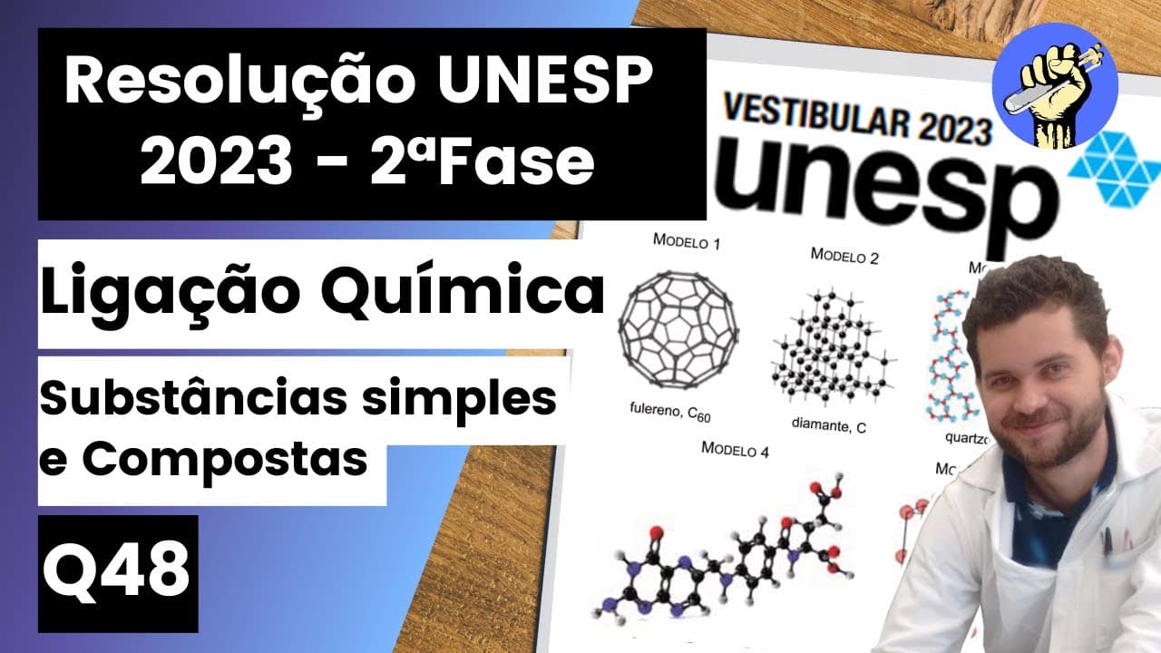 Thumbnail: ✏️UNESP 2023 |  Observe os cinco modelos de estruturas. Representam uma molécula isolada de