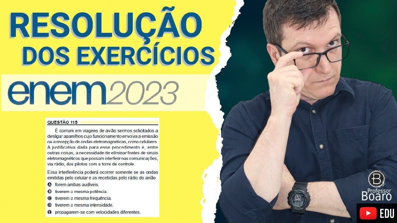 Thumbnail: ENEM 2023 - RESOLUÇÃO dos EXERCÍCIOS - (ENEM 2023 - 115 - Caderno AMARELO) É comum em viagens de